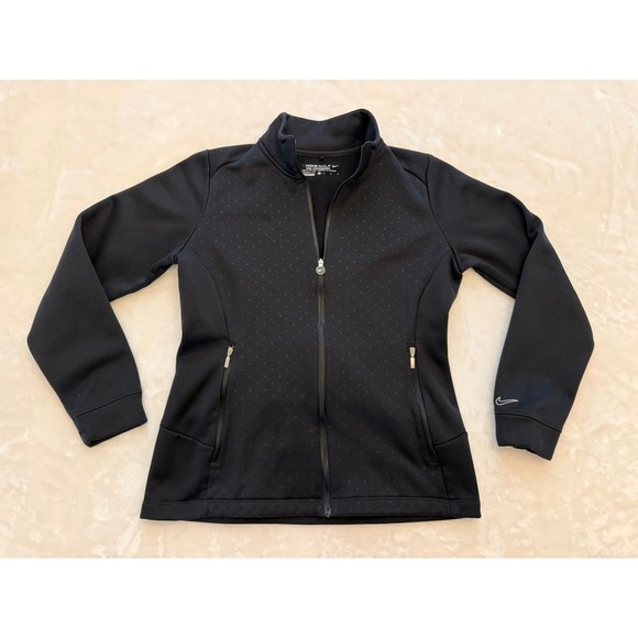 Nike Golf Jackets & Blazers - Nike Golf Tour Performance Therma-FIT Full Zip Jacket Black Polka Dot RN #56323